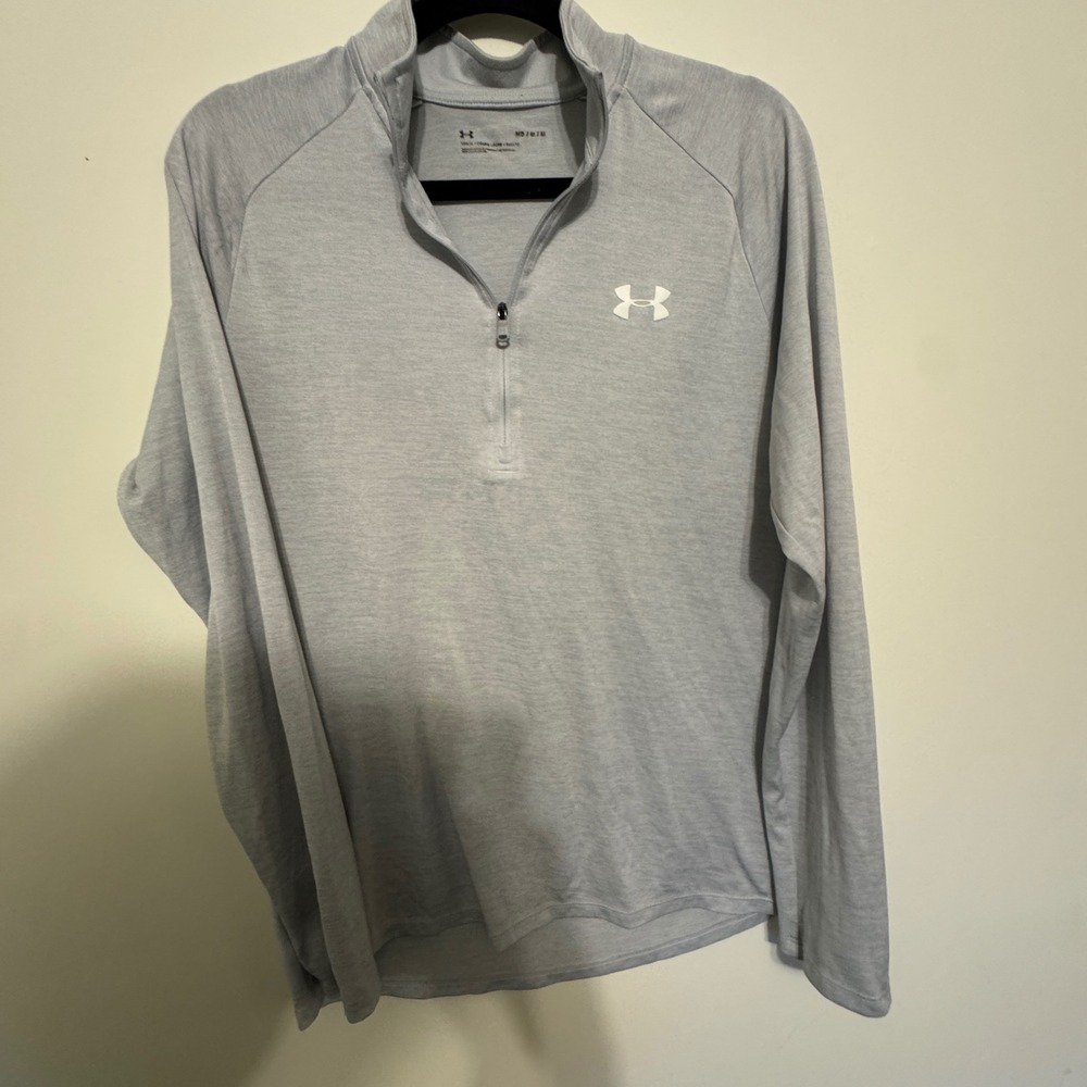 Under Armour Men's‎ Medium Gray Long Sleeve 1/4 Zip Pullover Athletic Top
